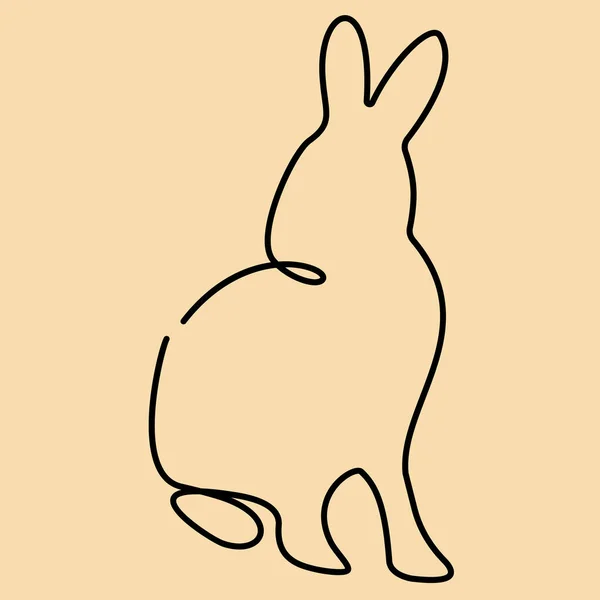 Kontinuierlich Einreihiges Kaninchen Oder Häschen Silhouette Animal Thema Symbol Des — Stockvektor