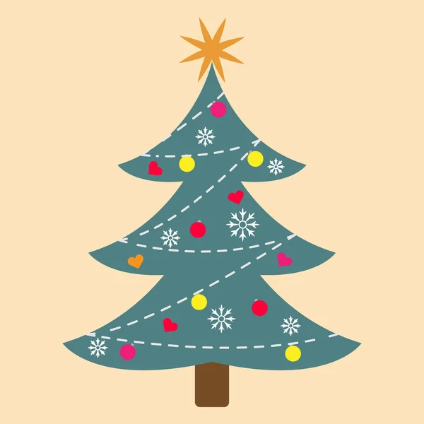 Árbol Navidad Árbol Siempreverde Con Decoraciones Regalos Juguetes Concepto Celebración — Archivo Imágenes Vectoriales