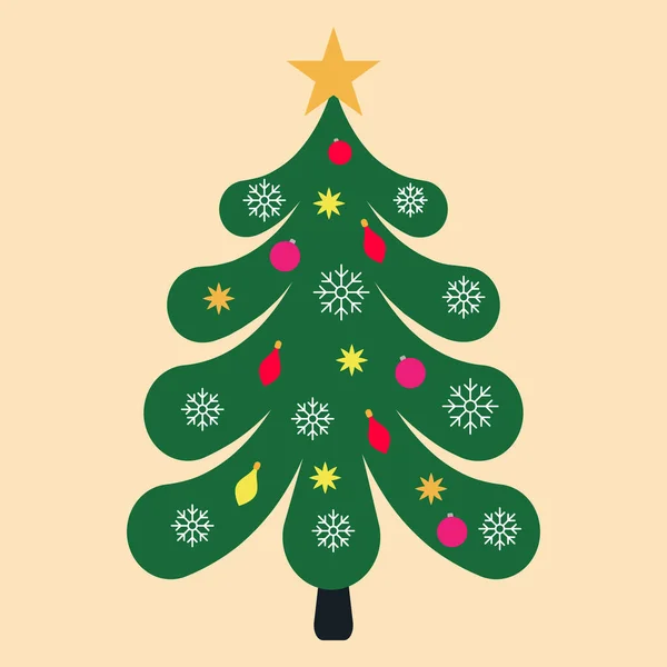 圣诞树 长青树 礼物或玩具 圣诞和新年庆祝的概念 卡通风格 — 图库矢量图片