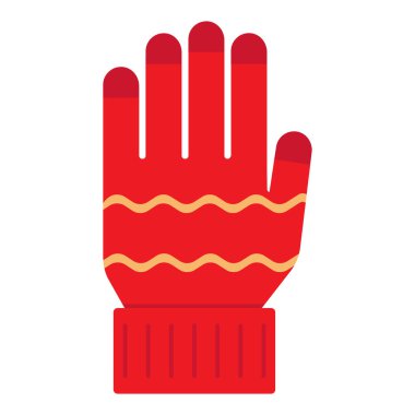 Kış mevsimi ürünleri. Sıcak kışlık giysiler. Kışlık eşyalar. Vektör izole illüstrasyon. Kış tatili ya da tatil karı. Kar eldiveni.