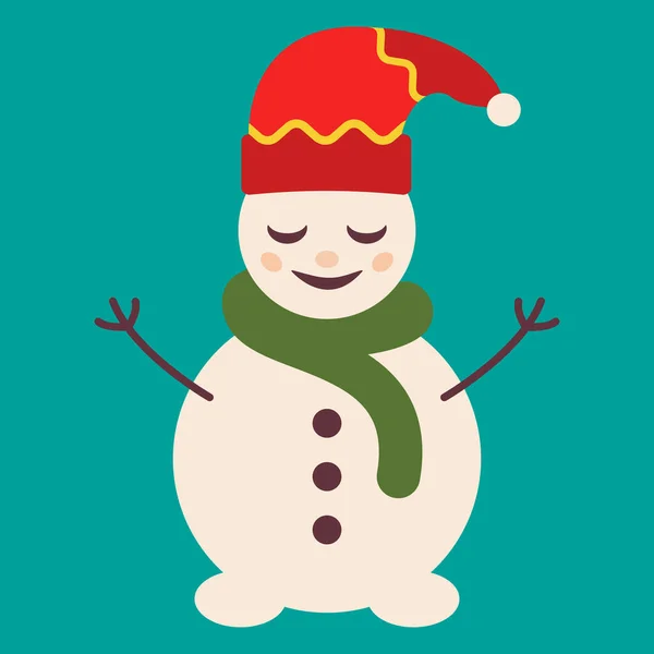 平坦的圣诞节图标 矢量背景 白色和红色 新年快乐 圣诞快乐 雪人和雪人与雪花标志 矢量说明 — 图库矢量图片