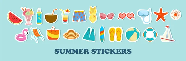 ステッカーの夏のベクトルアイコンセット アイコン バナー 明るい夏のポスター 夏休みやパーティーのためのコレクション要素 ベクターイラスト — ストックベクタ