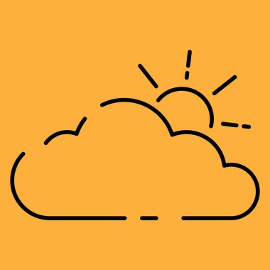 Hava durumu, meteoroloji vektör çizgisi ikonu çizimi. Bulutlu ve bulutlu sonbahar havası. Yağmurlu ve yağmurlu ya da rüzgarlı.