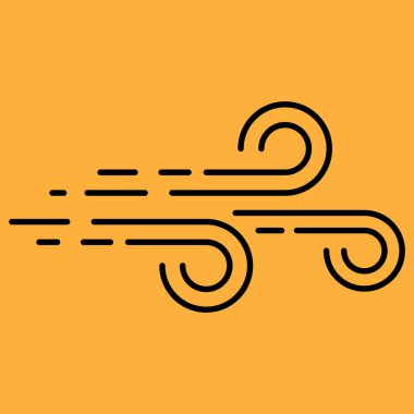 Sonbahar Rüzgarı havası. Meteoroloji vektör çizgisi çizimi. Bulutlu ve bulutlu sonbahar havası. Yağmurlu ve yağmurlu ya da rüzgarlı. Sıcaklık.