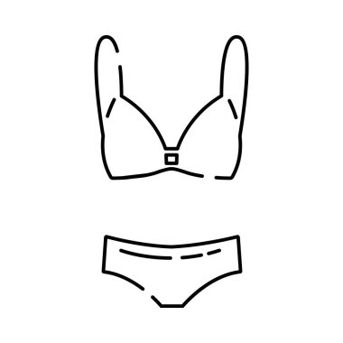 Mayo ikonu. Mobil konsept ve web uygulamaları için kıyafet simgesi. İnce çizgi mayo ikonu ağ ve mobil için kullanılabilir. Bikini, yazın plaj kıyafeti..