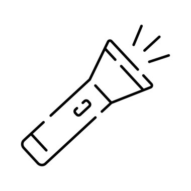 Kamp, seyahat ve piknik ikonu. Web ve ui tasarımı için satır biçimi simgeleri. Çadır, pusula, dağ ve diğer kamp malzemeleri gibi şeyler içerir. El feneri..