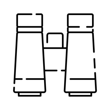 Kamp hattı simgesi basit minimalist vektör illüstrasyon şablonu tasarımı. Macera, seyahat, piknik ve yaz ya da sonbahar kampları için seyahat tutkusu sembolü. Dürbünler.
