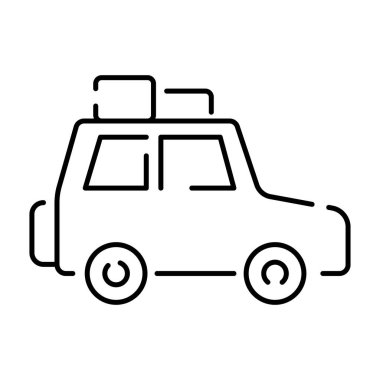 Kamp, seyahat ve piknik malzemeleri ikonu. Sonbahar ya da yaz yürüyüşü, vahşi doğa, macera ikonu. Offroad ve araba.