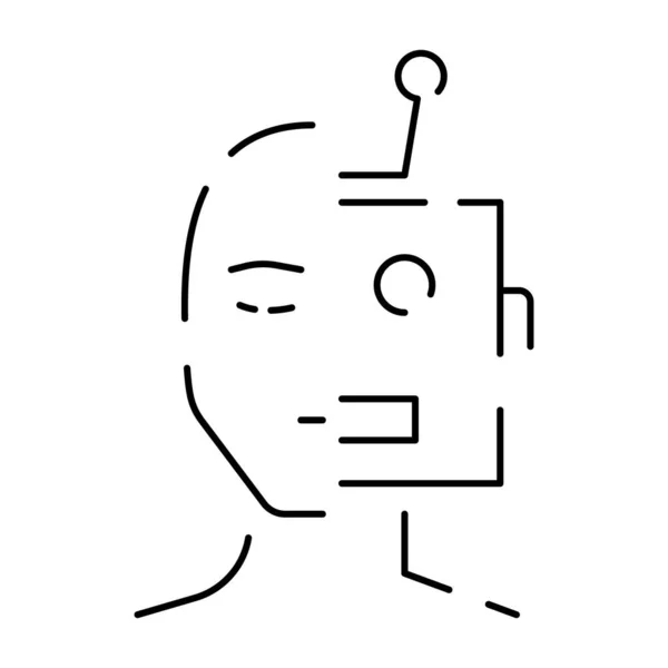 Значок Линии Искусственного Интеллекта Мозг Робот Голова Технологии Алгоритм Распознавания — стоковый вектор