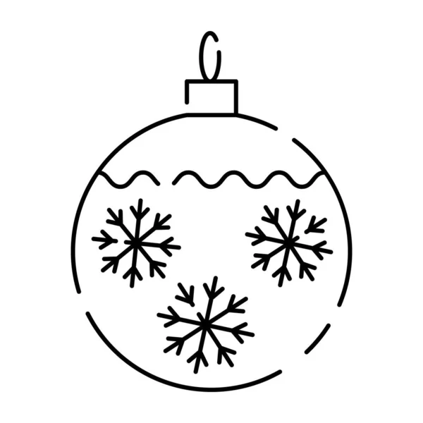 Christmas Ball Line Icon Vektor Frohes Neues Jahr Und Feiertage — Stockvektor