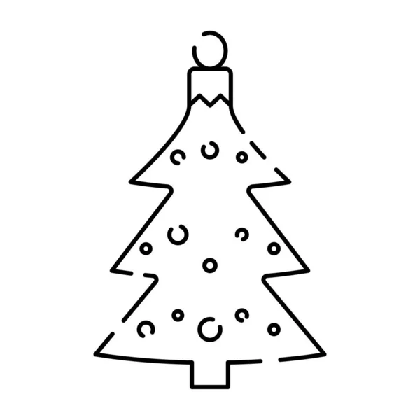 Kerst Bal Lijn Icoon Vector Gelukkig Nieuwjaar Feestdagen Kerstboom Speelgoed — Stockvector