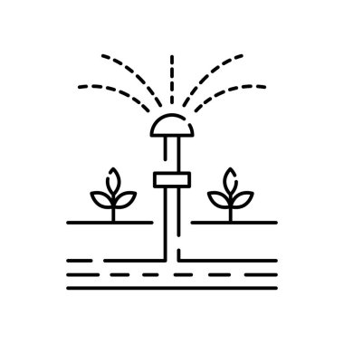 Çiftçilik ve Tarım ikonu ince çizgi tarzı. Küresel tarım ve hasat. Köy. Damlatma sulama.