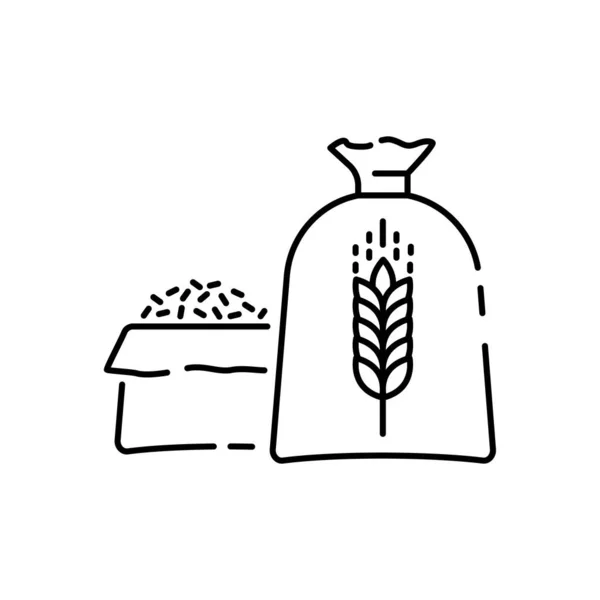 Збирання Векторних Логотипів Зернами Пшениці Ікони Лінії Сільського Господарства Глобального — стоковий вектор