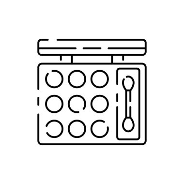 Vektör grafik kozmetik çizgisi simgesi seti. Contour ve doğrusal tasarım. Kozmetoloji. Güzellik bakımı. Basitçe izole. Web sitesi için konsept çizimi. İmza, sembol, element. Göz farı.