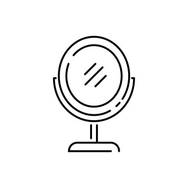 Vektör grafik kozmetik çizgisi simgesi seti. Contour ve doğrusal tasarım. Kozmetoloji. Güzellik bakımı. Basitçe izole. Web sitesi için konsept çizimi. İmza, sembol, element. Ayna.