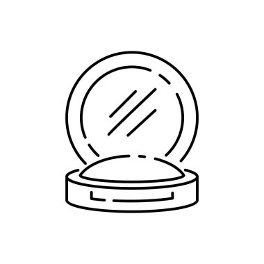 Kozmetik çizgisi simgesi seti. Plastik yüz güzellik hizmeti vektörü. Göz, dudak ve burun illüstrasyonuyla tıbbi prosedür. Makyaj tozu.