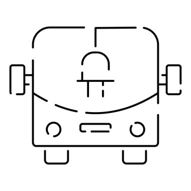 Elektrikli araba çizgisi simgesi, yeşil araba simgesi logosu tasarım konsepti. İnce çizgili elektrikli araba simgesi.