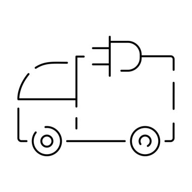 Elektrikli araba çizgisi simgesi, yeşil araba simgesi logosu tasarım konsepti. İnce çizgili elektrikli araba simgesi.