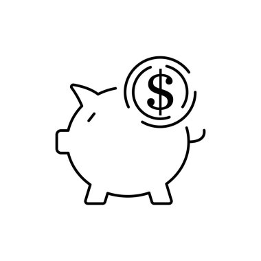 Para kutusu simgesi. Finans ve domuz dolar işareti..