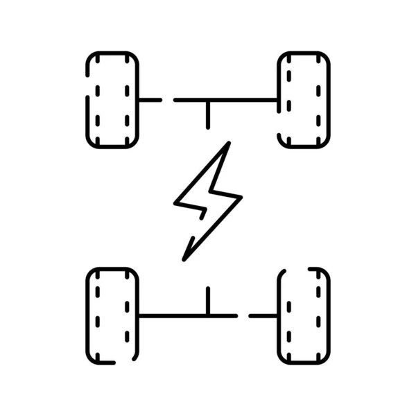 Icône Ligne Voiture Électrique Contour Câble Automobile Électrique Fiche Charge — Image vectorielle