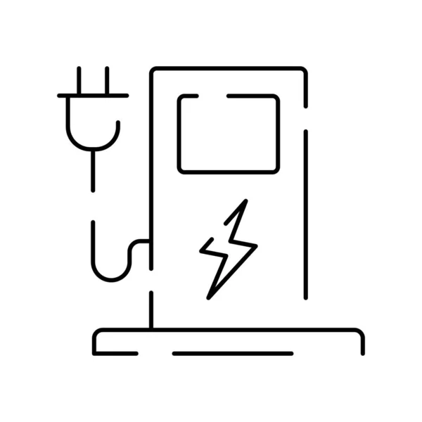 Elektryczna Ikona Linii Samochodu Elektryczny Kontur Kabla Samochodowego Czarny Symbol — Wektor stockowy