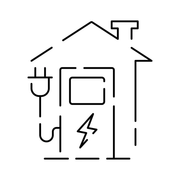 Ikona Elektrického Vedení Elektrický Obrys Kabelu Zástrčka Nabíjecí Černý Symbol — Stockový vektor