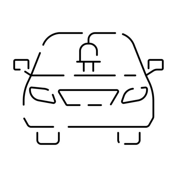 Ikon Jalur Mobil Listrik Kabel Listrik Mobil Kontur Dan Plug - Stok Vektor