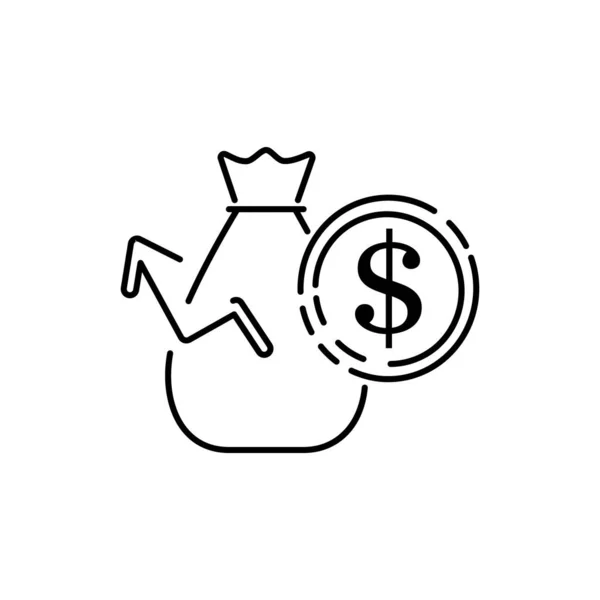 Icône Logo Premium Moneybag Dans Style Ligne Panneau Symbole Haute — Image vectorielle