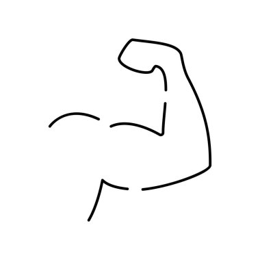 Doğrusal vektör ağ vektör çizgisi simgesi seti. Sağlıklı ekolojik yaşam tarzı. Fitness, jimnastik ve diyet. Kaslı adam ya da insan kolu..