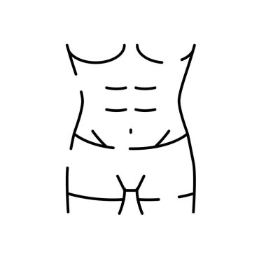 Spor salonu ve jimnastik salonu simgeleri. Spor ve Spor Simgeleri vektör tasarımını ayarlayın. Siyah ve Beyaz Simge Serisi Fitness Simgesi. Sağlıklı bir yaşam tarzı. 6 paket erkek karın kası..