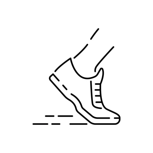 健身和体操线图标设置 运动与健身矢量设计 黑色和白色图标系列健身图标 健康的生活方式人类的奔跑和行走 脚和运动鞋 — 图库矢量图片