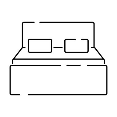 Basit mobilya Vektör Hattı Simgeleri. Ev tasarımı. Çift kişilik taşıyıcı yatak.