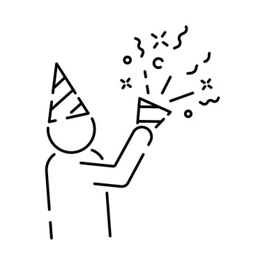 Doğum günü, tatiller, parti çizgisi vektör simgeleri. Parti bayrakları veya konfeti.