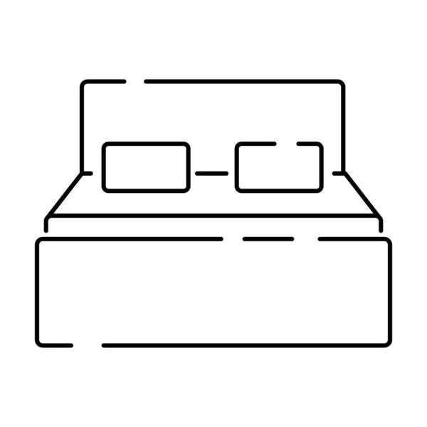 Простая Мебель Vector Line Icons Интерьер Домашнего Дизайна Векторная Кровать — стоковый вектор