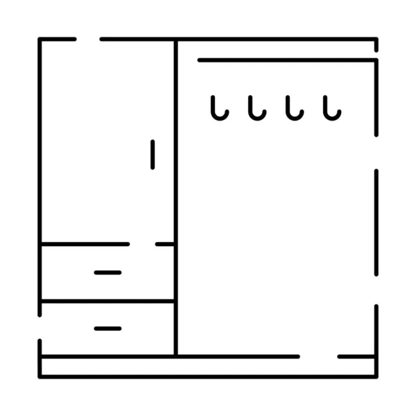 Простая Мебель Vector Line Icons Интерьер Домашнего Дизайна Векторный Шкаф — стоковый вектор