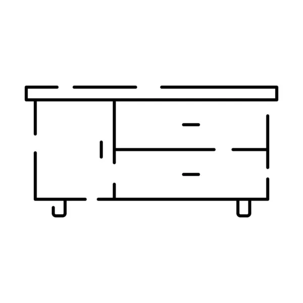 Простая Мебель Vector Line Icons Интерьер Домашнего Дизайна Векторный Телевизор — стоковый вектор