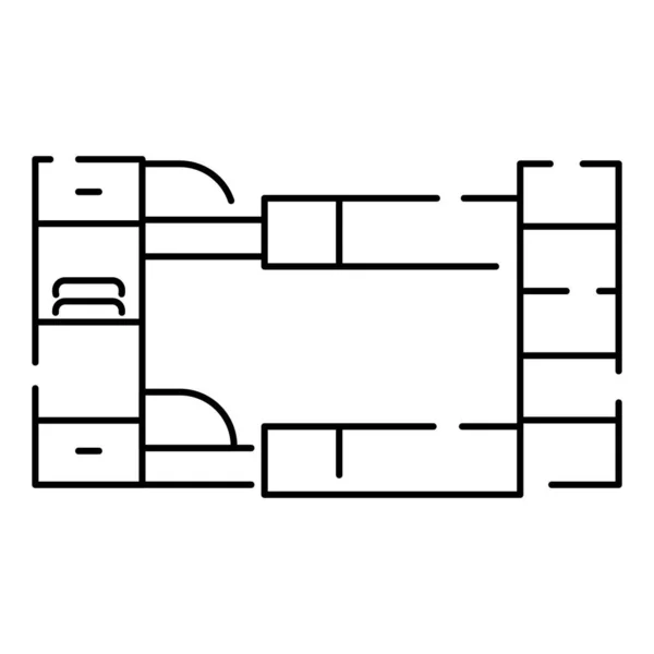 Απλό Έπιπλα Vector Line Εικόνες Εσωτερικό Εσωτερικό Σχεδιασμό Διανυσματικό Κρεβάτι — Διανυσματικό Αρχείο