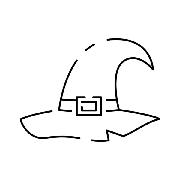 Halloween Hexenhut Umreißt Symbol Lineares Zeichendesign Party Cone Hat Ein — Stockvektor