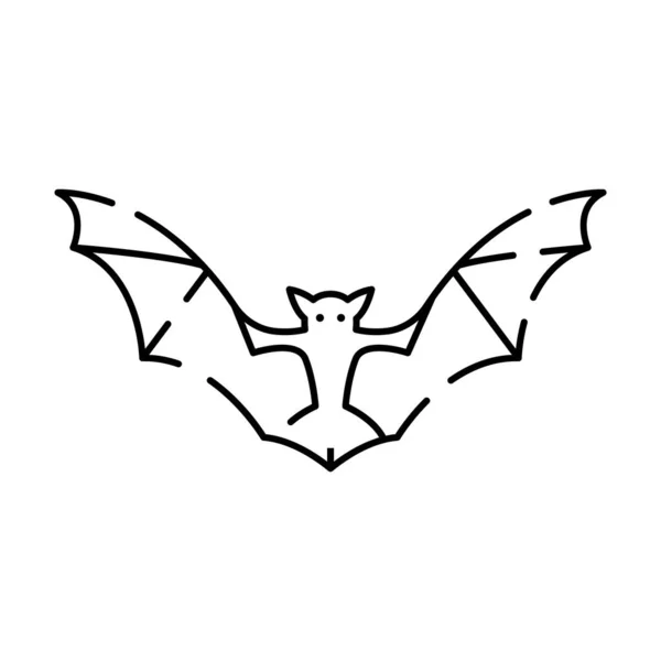 バット1行ハロウィンベクトルアイコン バットラインアートミニマリイラスト ハロウィンモダンデザインのための動物イラスト トリックまたは治療と怖いベクトル — ストックベクタ