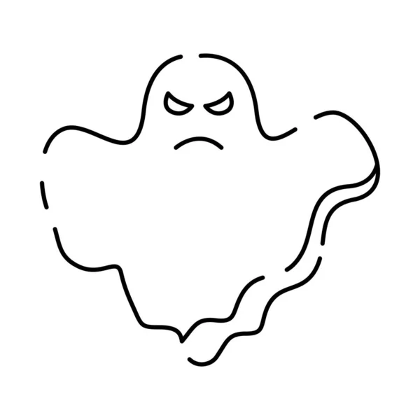 Icona Della Linea Halloween Ghost Personaggio Spirituale Volante Nero Profilo — Vettoriale Stock