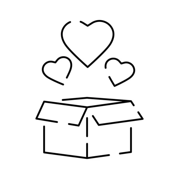 Party Birthday Holidays Gift Gift Box Heart Balloon Outline Vector — Stock Vector