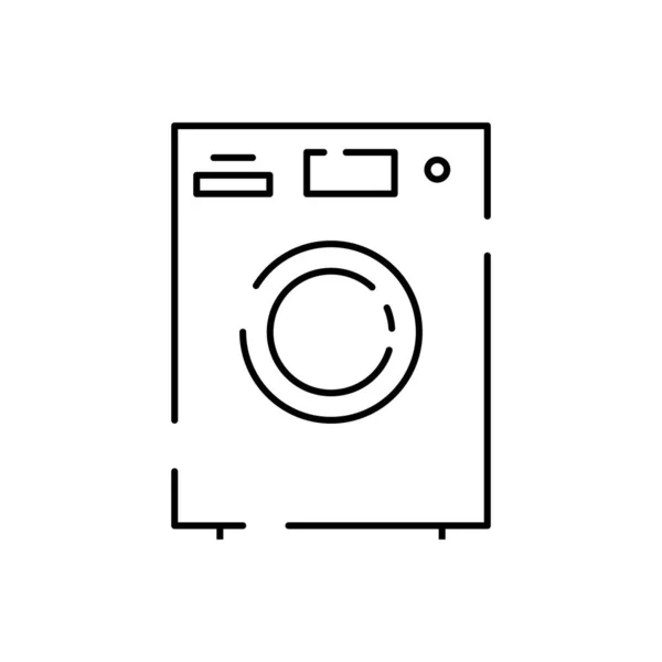 洗衣机线条图标 轮廓矢量符号 线形象形文字隔离在白色上 洗衣店的标志 标志图解 家用电器 — 图库矢量图片