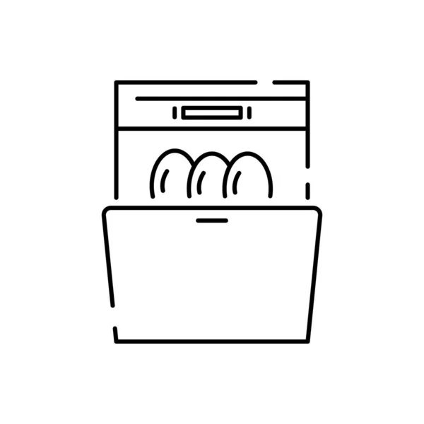 Εικόνα Γραμμής Πλυντηρίου Πιάτων Λευκό Φόντο Οικιακές Συσκευές Κουζίνας — Διανυσματικό Αρχείο