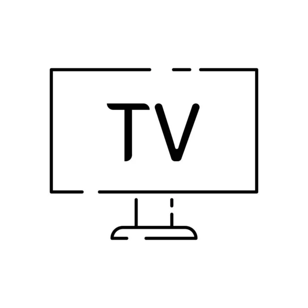 Телевизор Телевизор Монитор Компьютера Иконка Тонкой Линии Векторная Бытовая Техника — стоковый вектор