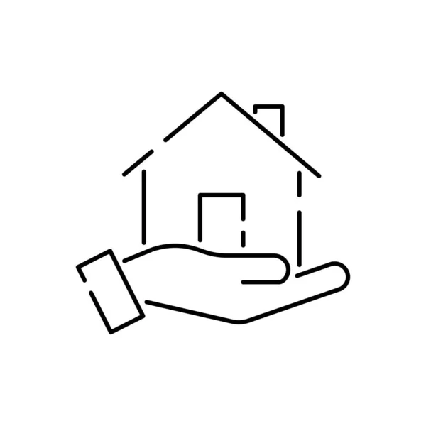 Значок Страховой Линии Дома Дома Линейный Знак Стиля Мобильной Концепции — стоковый вектор