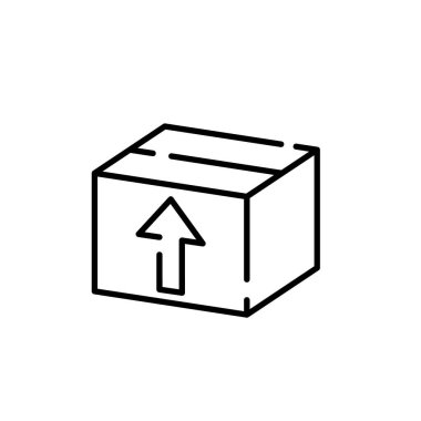 Lojistik ve nakliye kutusu simgeleri. Teslimat kargosu. Oku Gönder.