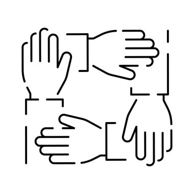 Irkçılık çizgisi ikonu yok. Grup zorbalık ikonu, zorbalık, taciz ve nefret saldırısı, sosyal suçlama, suçlanan kurban, beyaz arka planda ince çizgi sembolü, sosyal mesele.