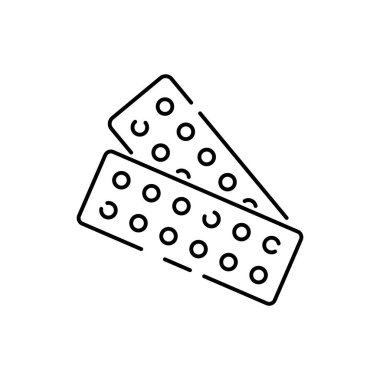 Hamilelik bakımı lineer simgesi. Doğum öncesi dönemi. Annelik, ebeveynlik. Bebek bekliyormuş. Tıbbi prosedür. İnce çizgi, kontur sembolü. Doğum kontrol hapı.