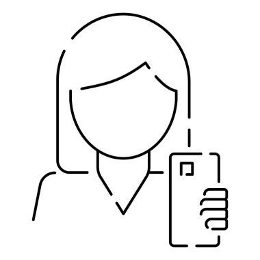 Selfie vektör çizgisi simgesi. Bir selfie çek. Cep telefonu ön kamerası ve selfie çubuğu..