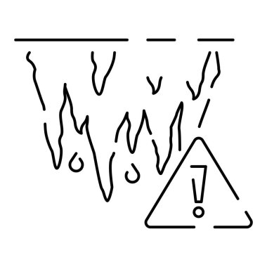 Kar temizleme, kar temizleme ikonu siyah çizgi tarzı ikon, tarz. Kış mevsimi vektör geçmişi. Buz saçağı uyarısı.